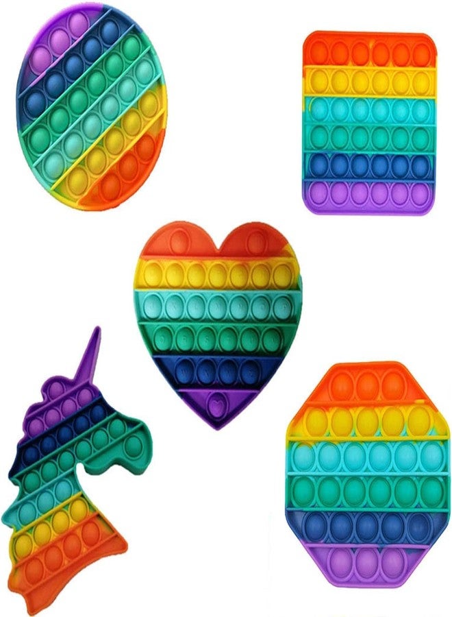 ZILLOQUIL Combo Pop Bubble, Fidget Popping Sounds Toy, Silicone Material, Relief Items Push Bubbles Toy for Autism Stress Reliever, Sensory Toy (Octa+Unicorn+Heart+Square+Round) - Image 1